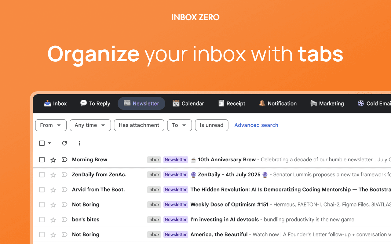 Inbox Zero Tabs for Gmail extension